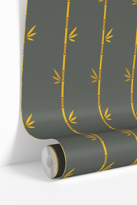 Green and Gold Bamboo Wallpaper