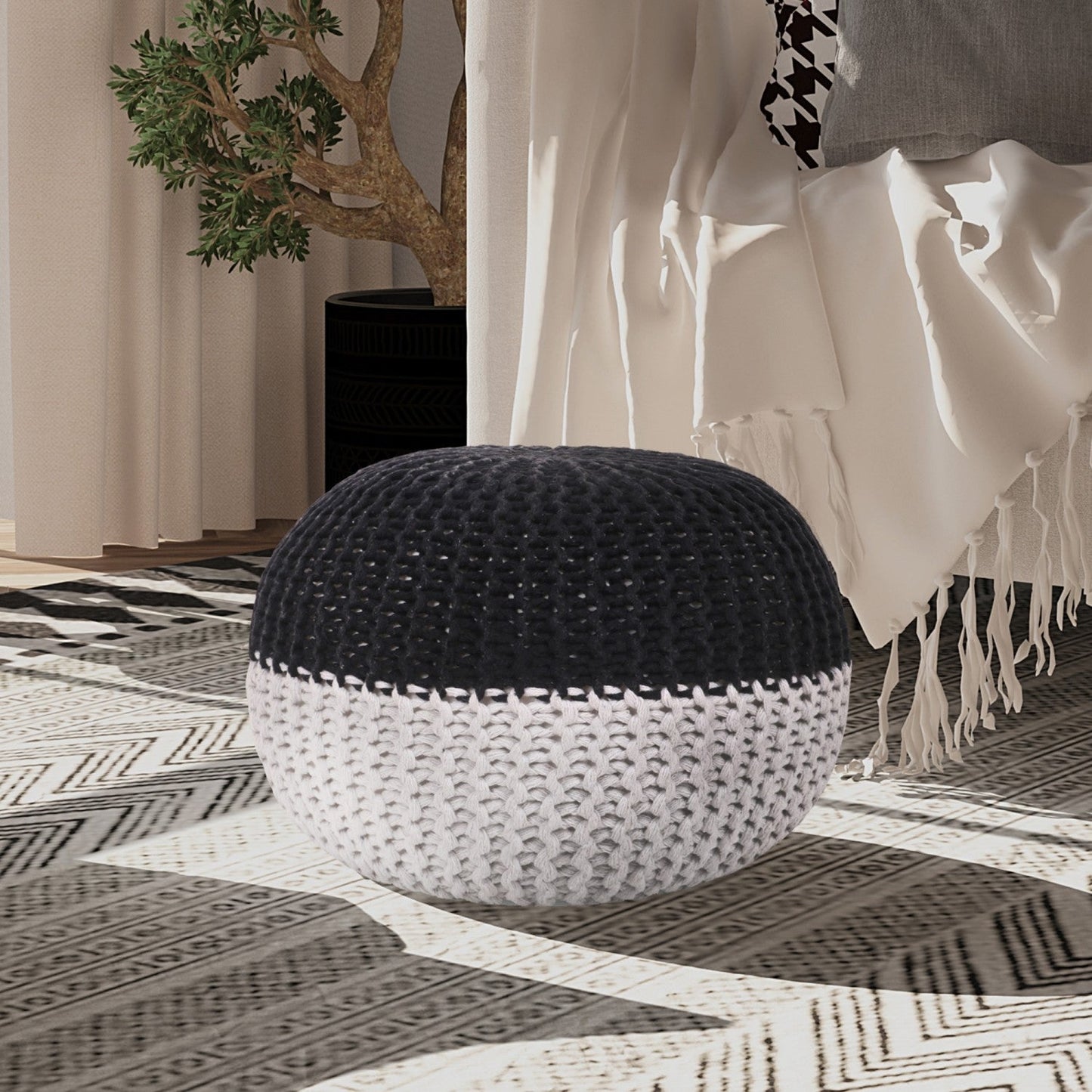 Mylah Hand Knitted Pouf