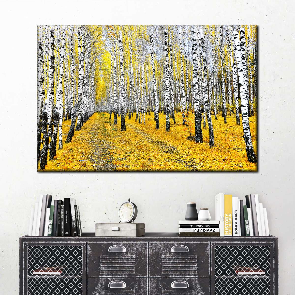 Autumn Birch Forest Trees Wall Art