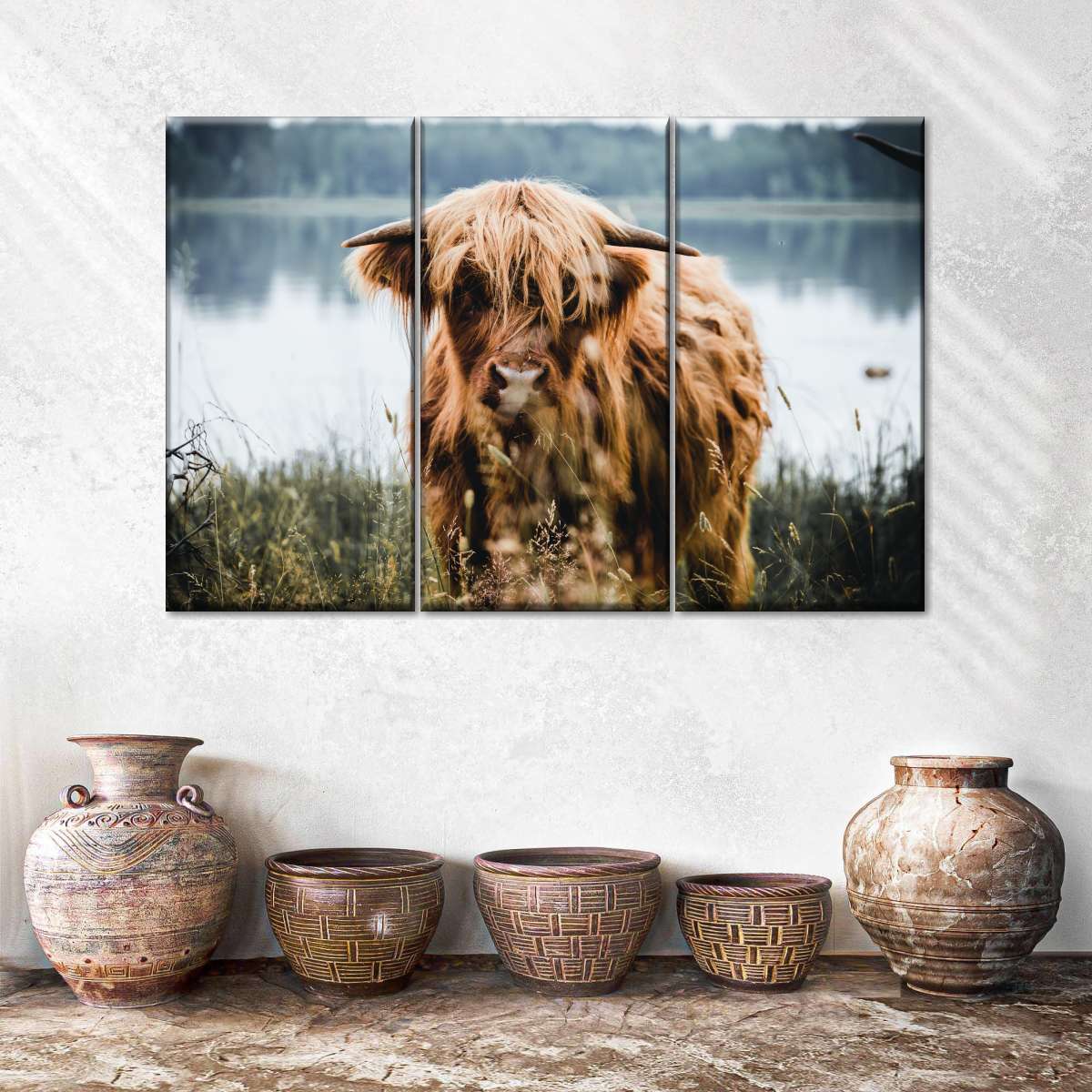 Lakeside Highland Cow Wall Art