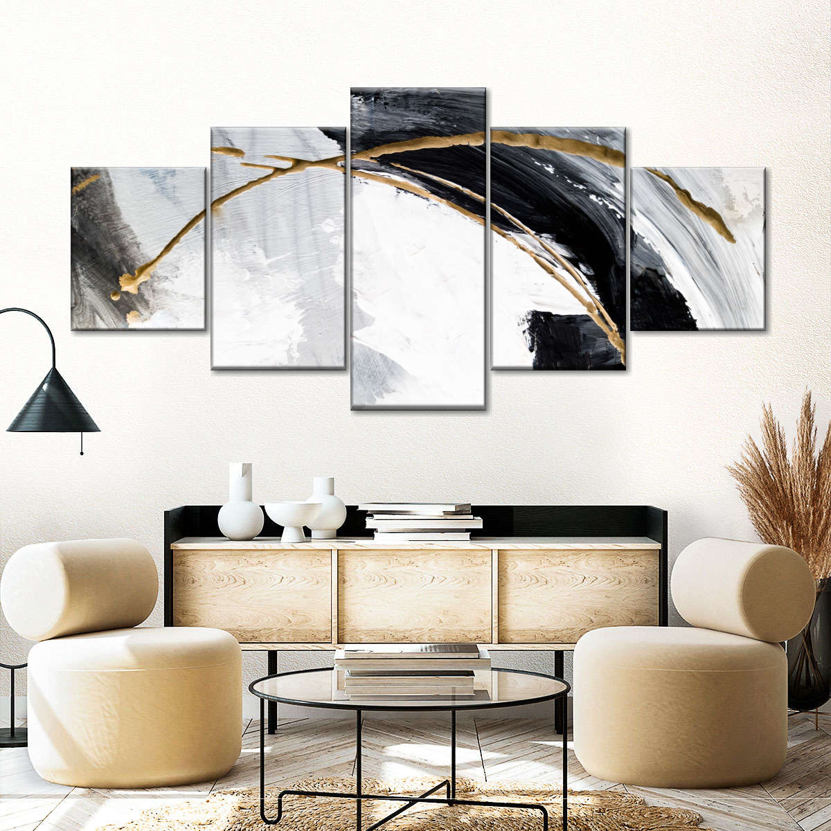 Black White And Gold Abstract Wall Art