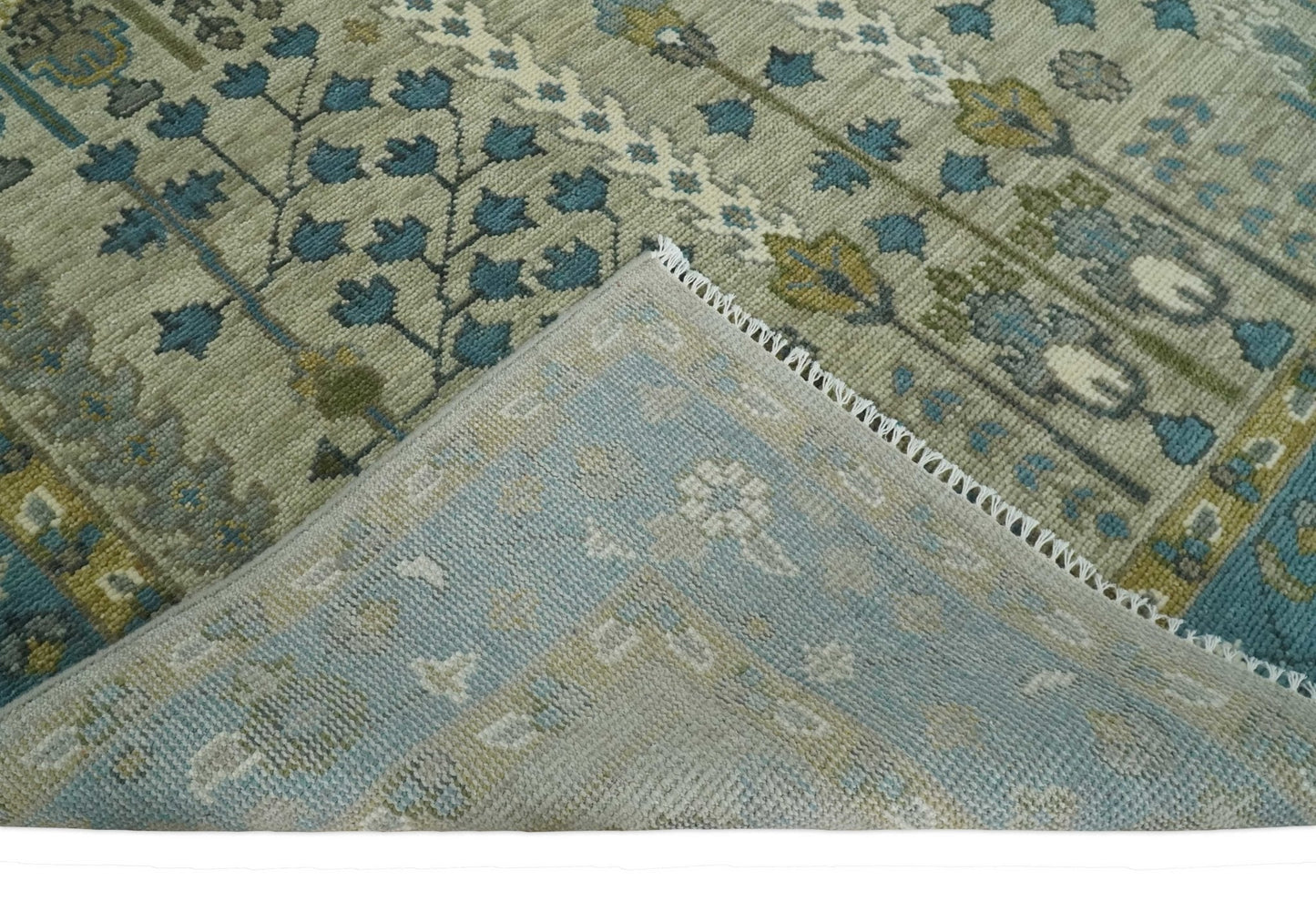 Tree of life Hand Knotted Traditional Beige and Blue Vintage Style Custom Made Wool Area Rug