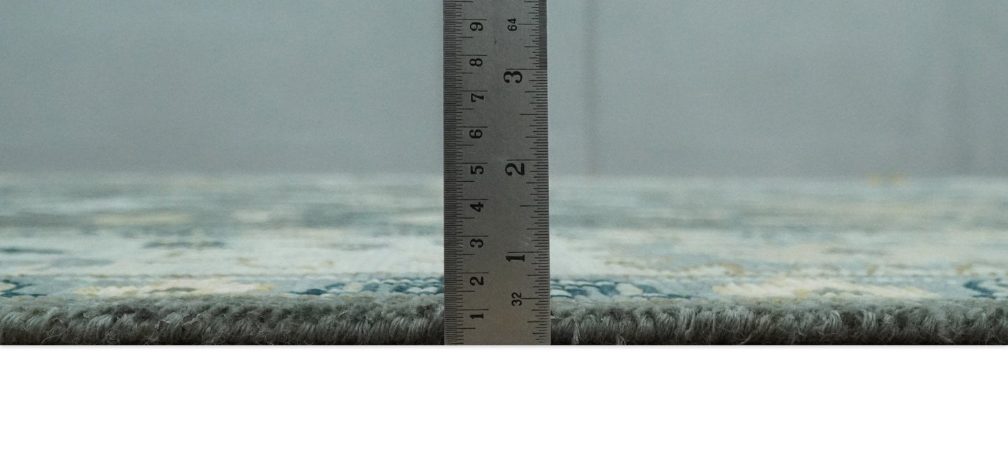 Custom Made Hand Knotted Charcoal and Ivory Traditional Oushak Wool Area Rug