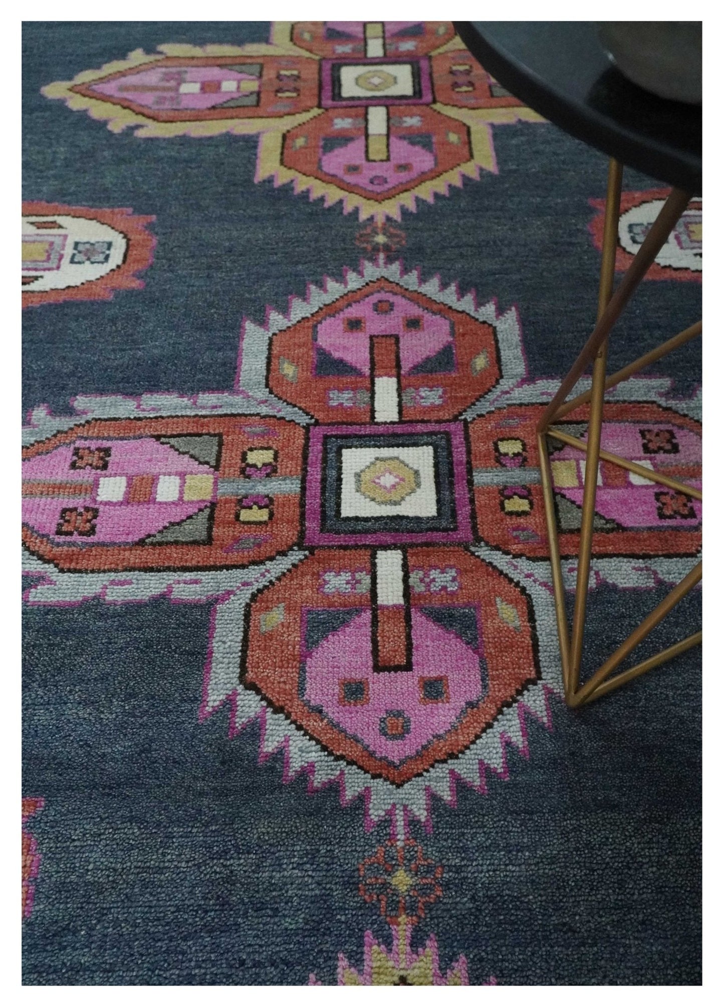 Hand Knotted Charcoal, Silver and Pink Traditional Custom Made Wool Area Rug