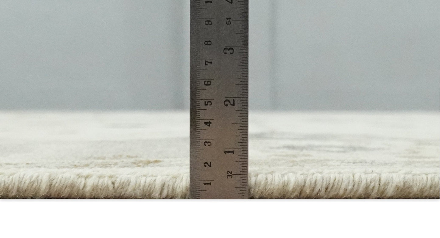 Custom Made Hand Knotted Ivory and Charcoal Traditional Tribal Natural Wool Area Rug, Kids, Living Room and Bedroom Rug