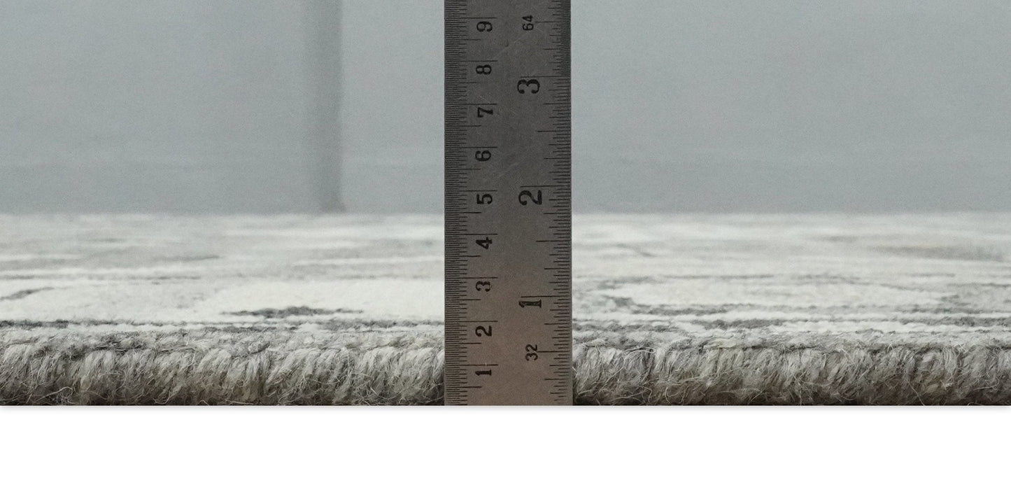 Hand Knotted Ivory and Gray Traditional Tribal Natural Wool Custom Made wool Area Rug, Kids, Living Room and Bedroom Rug