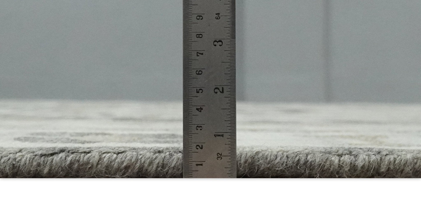 Hand Knotted Ivory, Charcoal and Beige Traditional Medallion Natural Wool Custom Made Area Rug, Kids, Living Room and Bedroom Rug