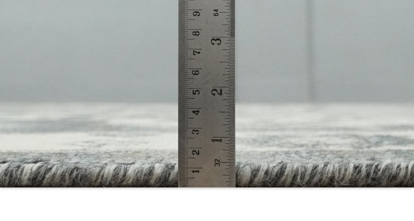 Custom Made Hand Knotted Ivory, Charcoal and Gray Traditional Medallion Natural Wool Area Rug, Kids, Living Room and Bedroom Rug