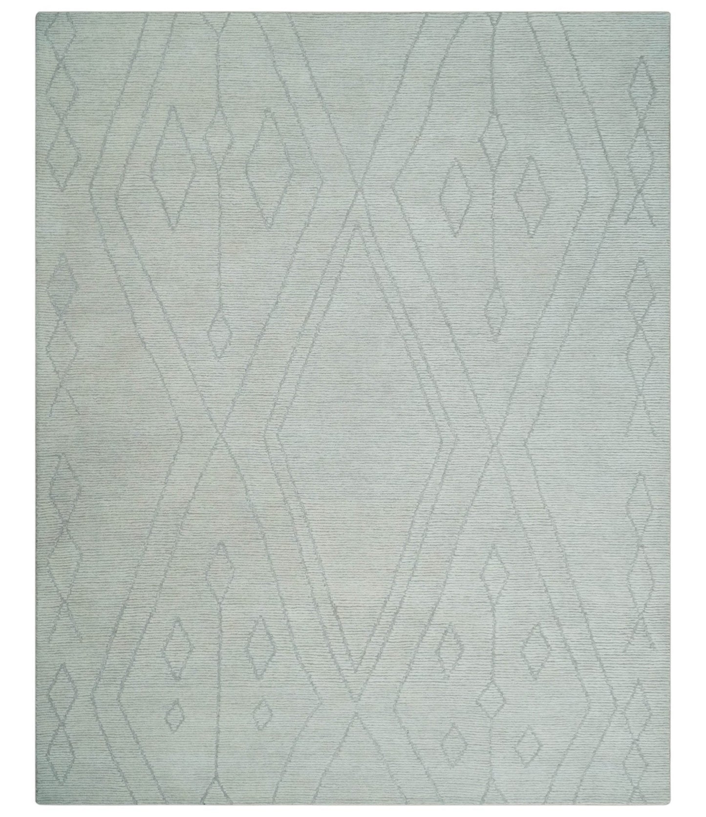 Hand Tufted Ivory Traditional Geometrical Moroccan Design Custom Made Rug