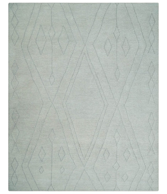 Hand Tufted Ivory Traditional Geometrical Moroccan Design Custom Made Rug