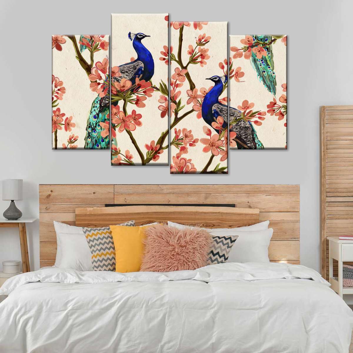 Royal Blue Peacocks Wall Art