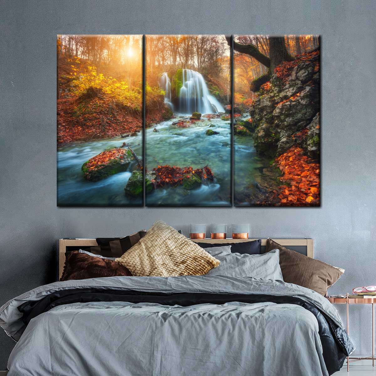 Autumnal Forest Waterfall Wall Art