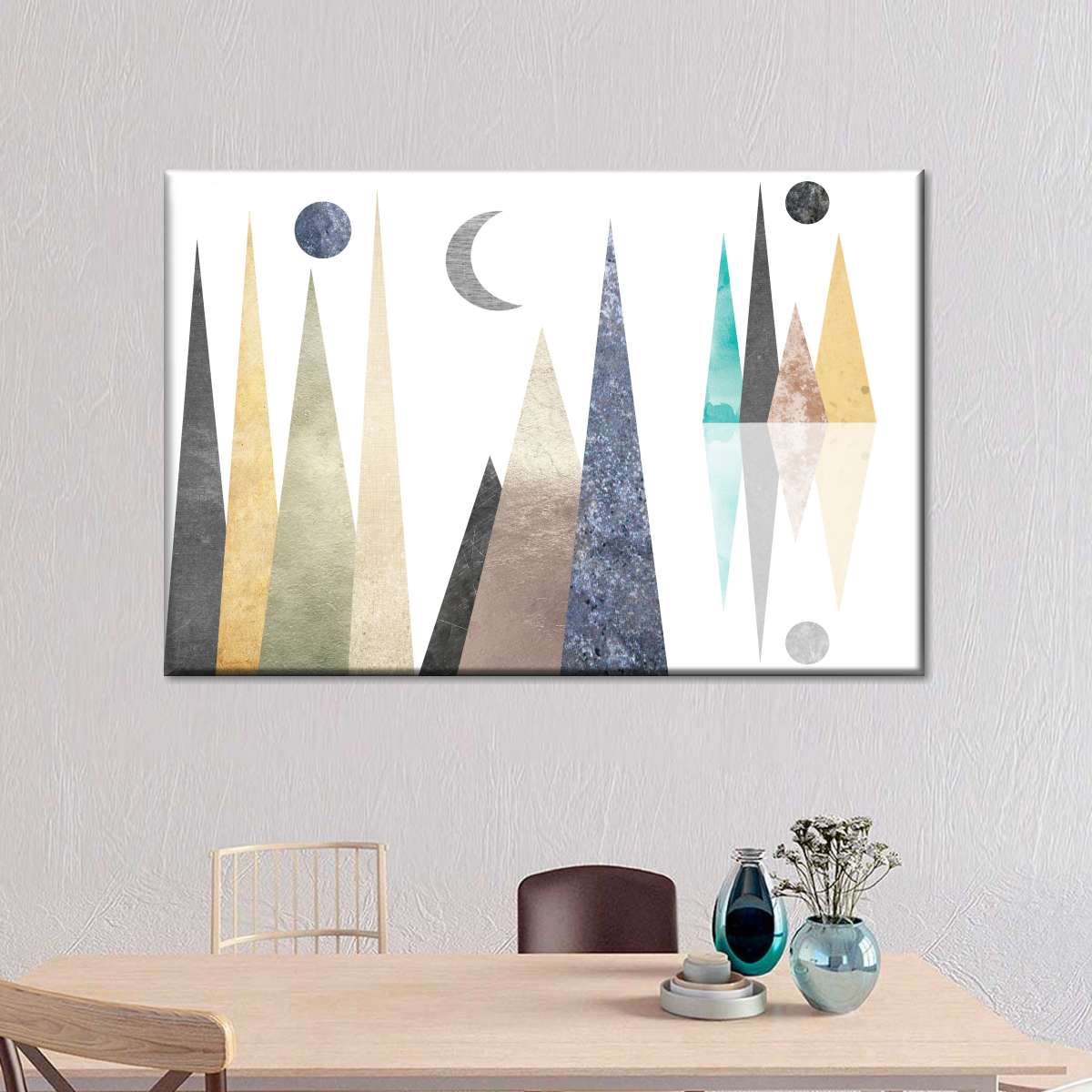 Geometric Mountain Scene Wall Art