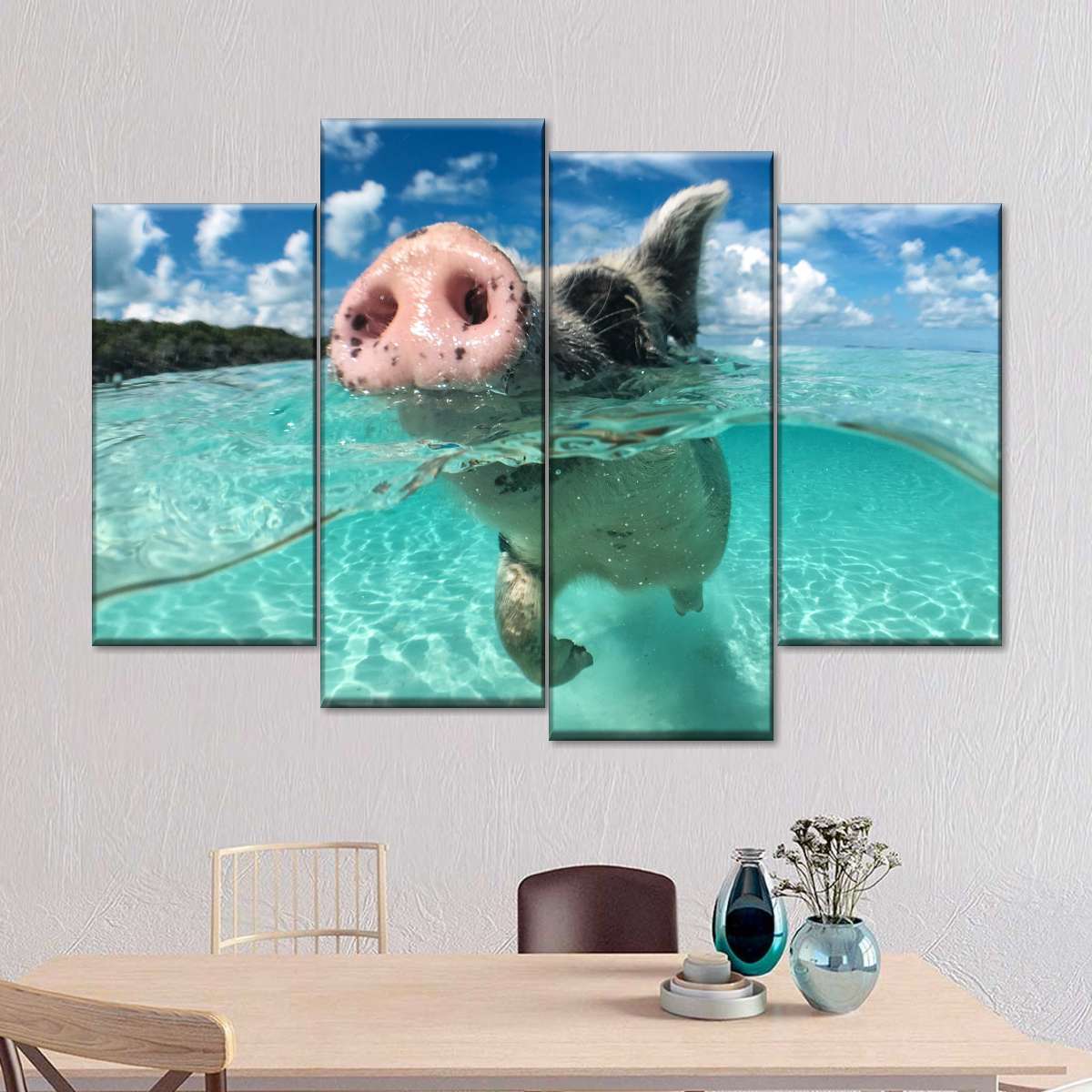 Swimming Pig Wall Art