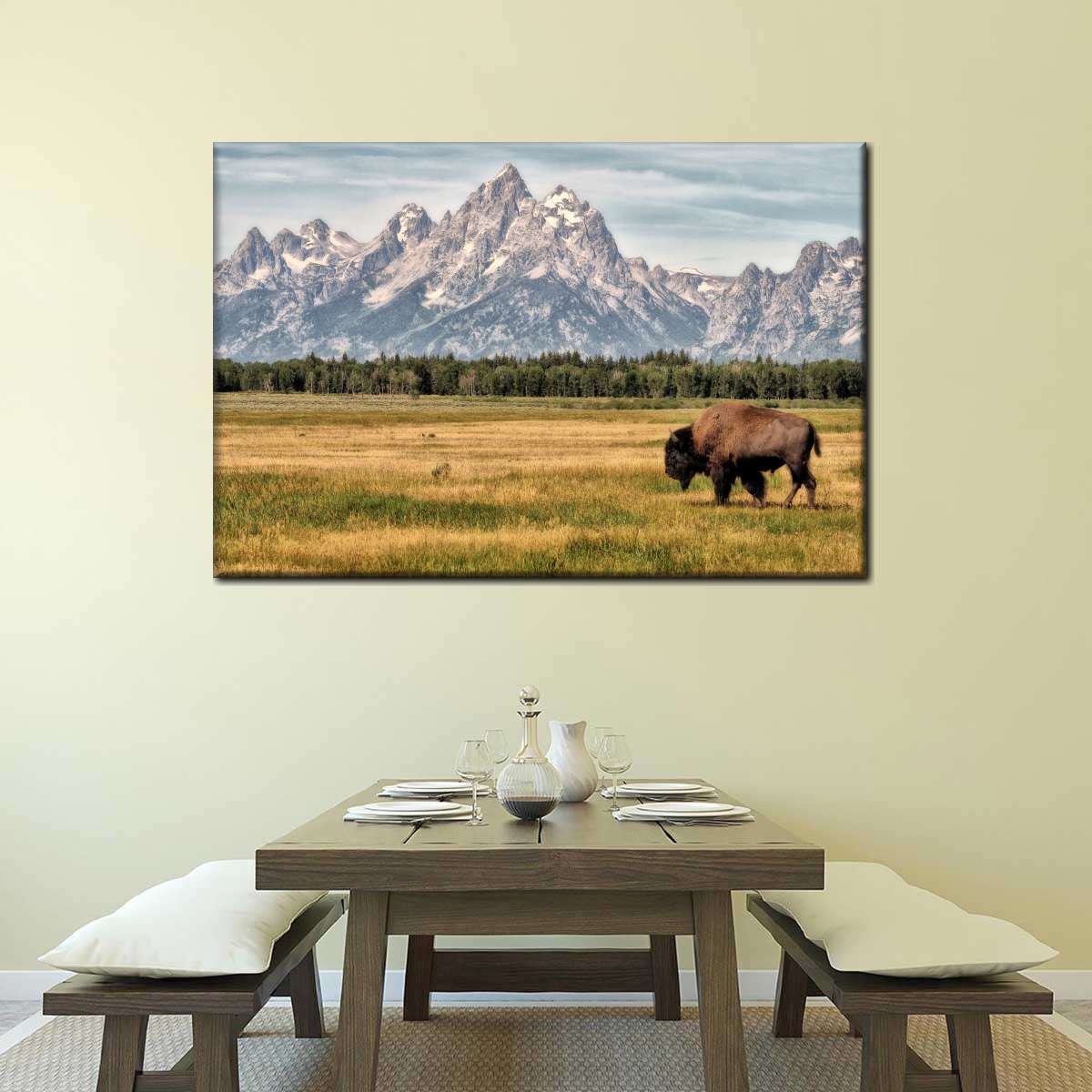 Bull Bison In Grand Teton Wall Art