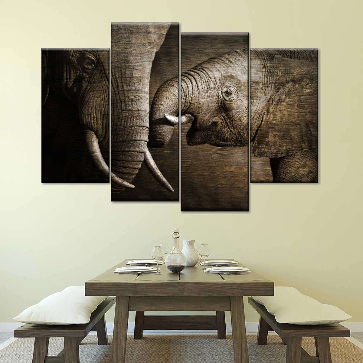 Affectionate Elephants Wall Art