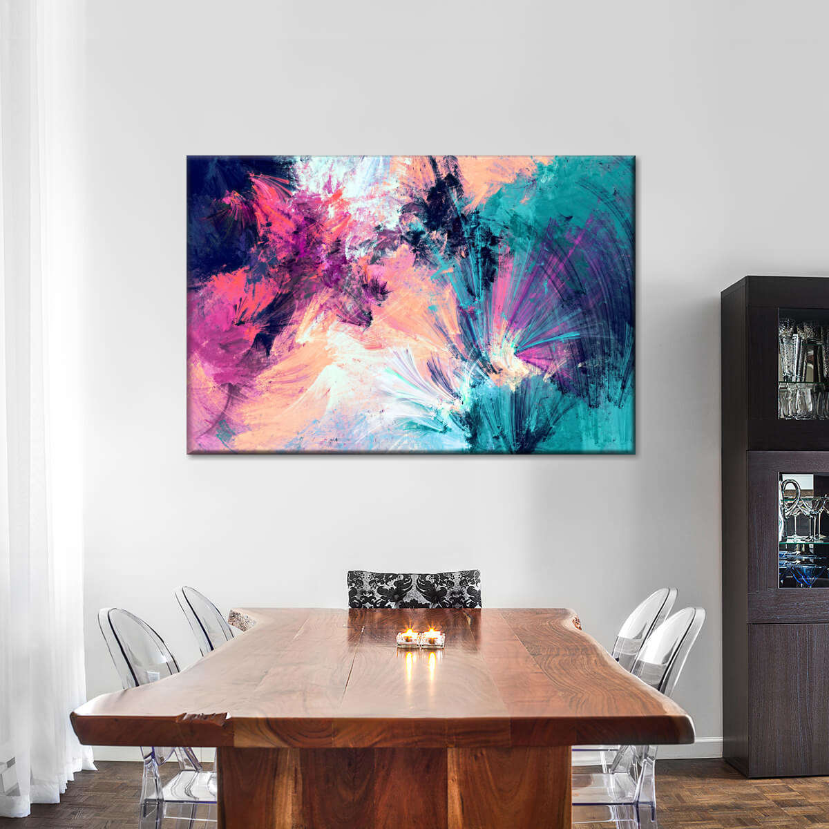 Pink And Blue Abstract Wall Art