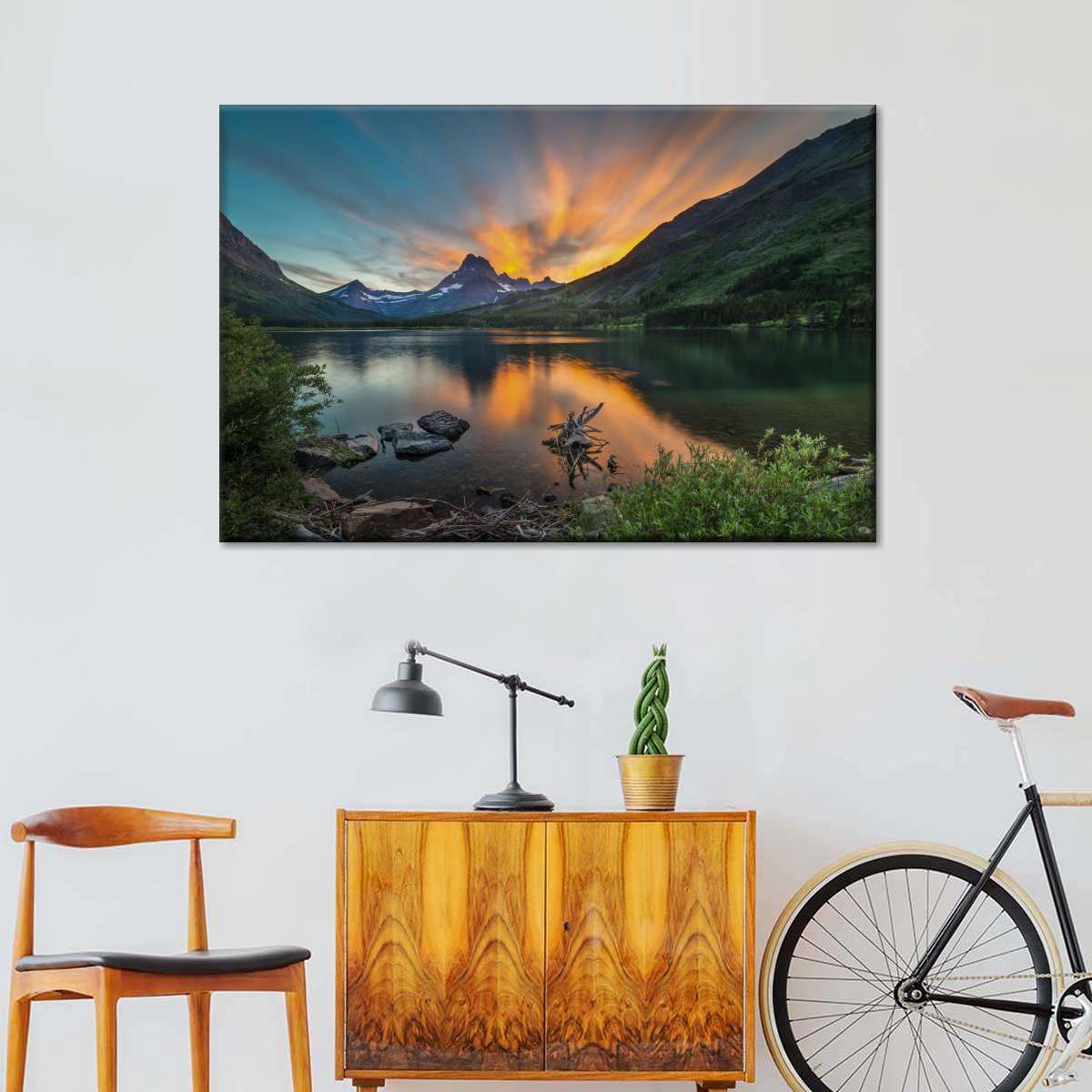 Swiftcurrent Sunset Lake Wall Art