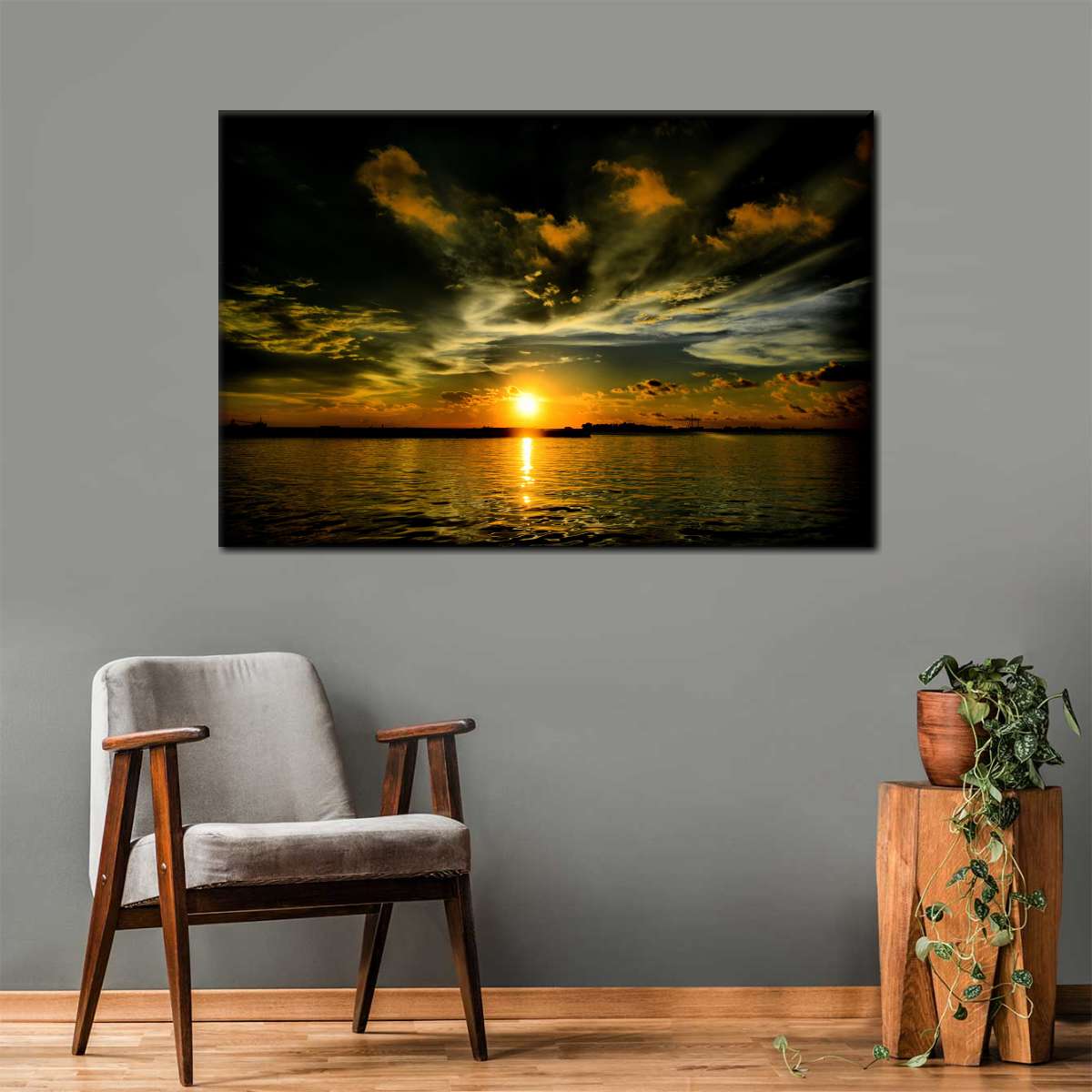 Glowing Beach Sunset Wall Art