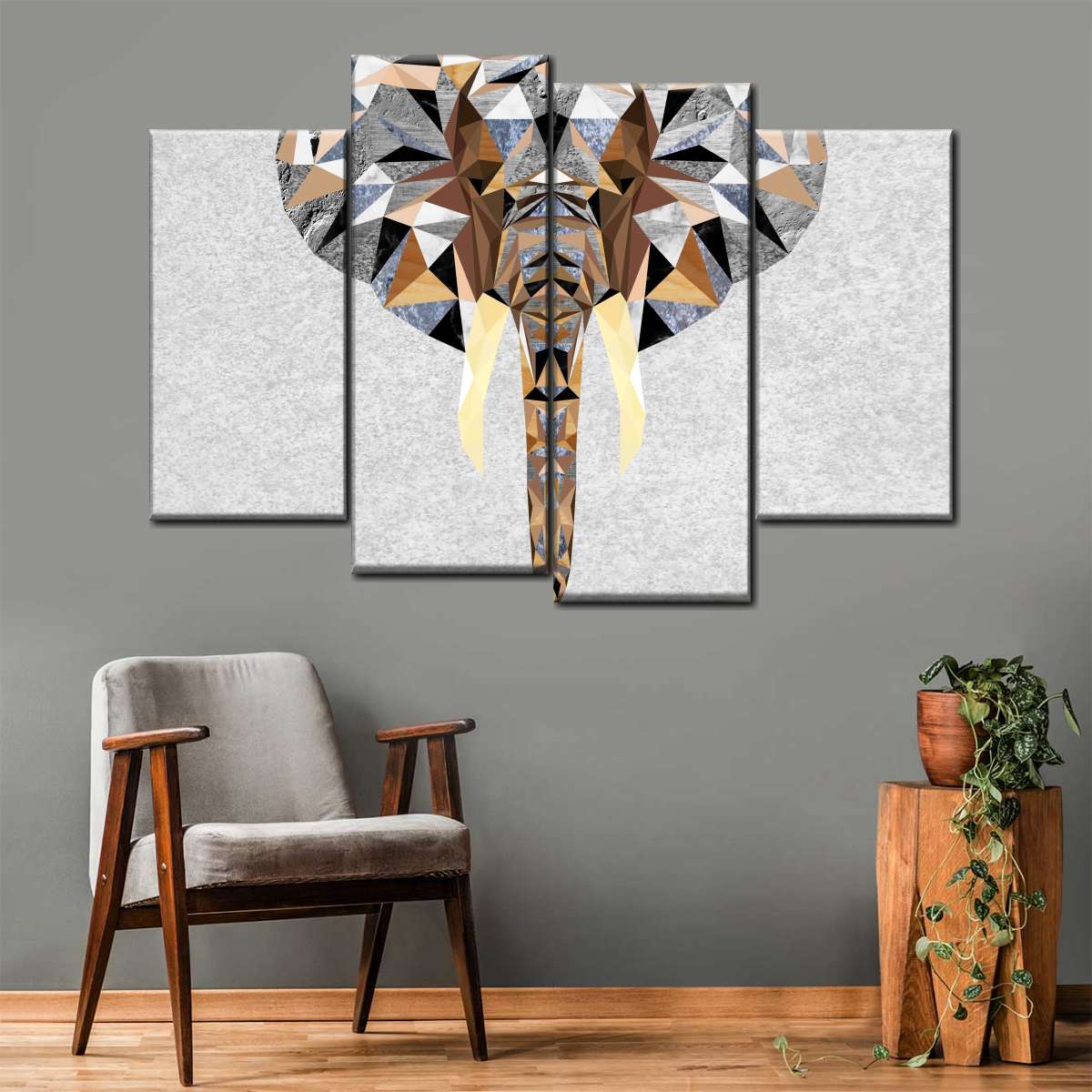 Geometric Colorful Elephant Wall Art