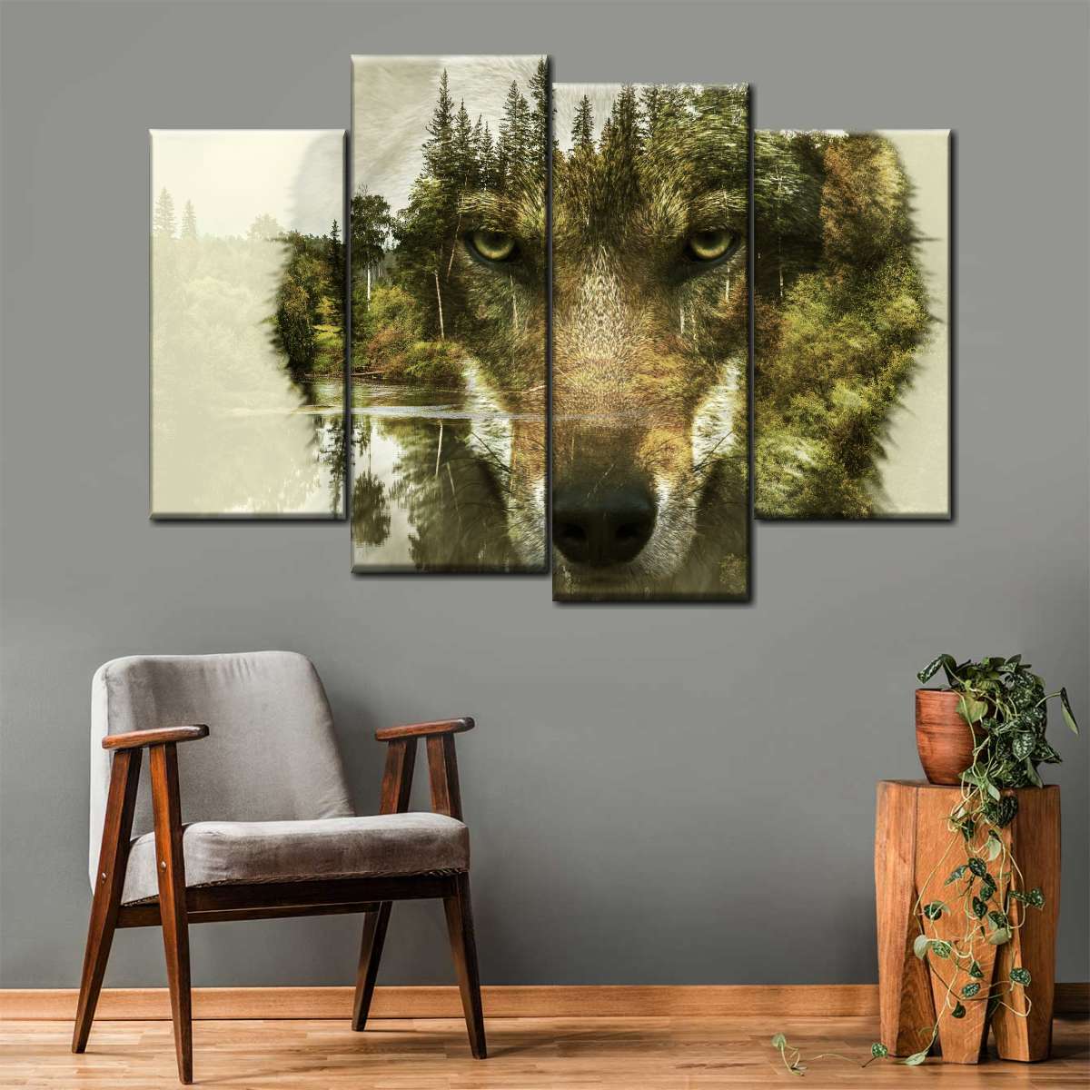 Wolf Head Silhouette Wall Art