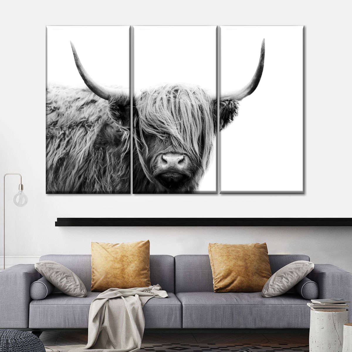 BW Highland Cow Wall Art