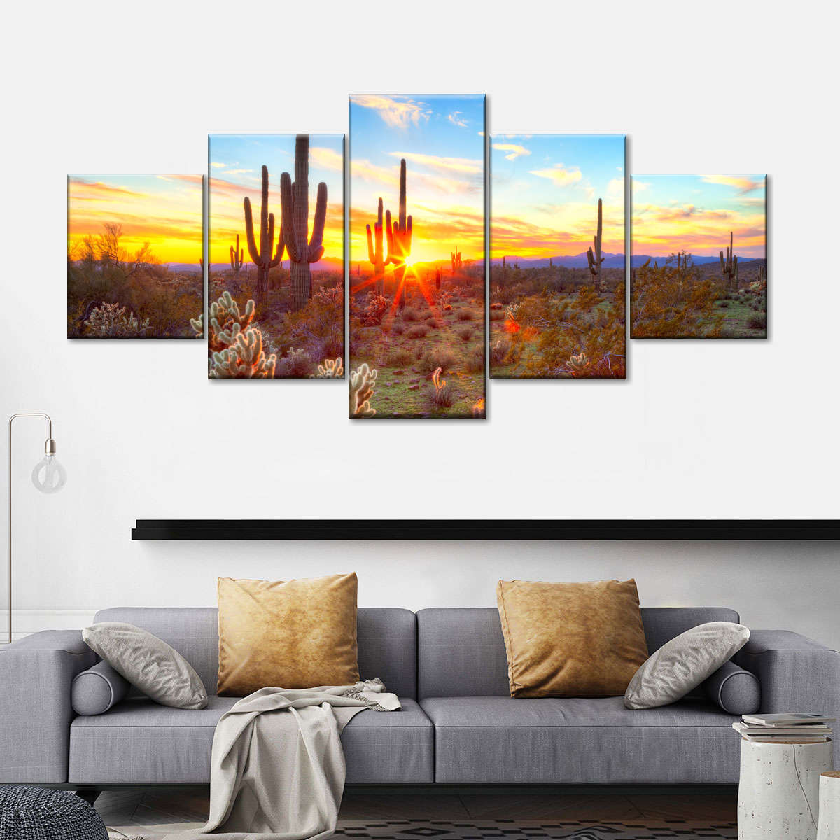 Desert Cactus Sun Ray Wall Art