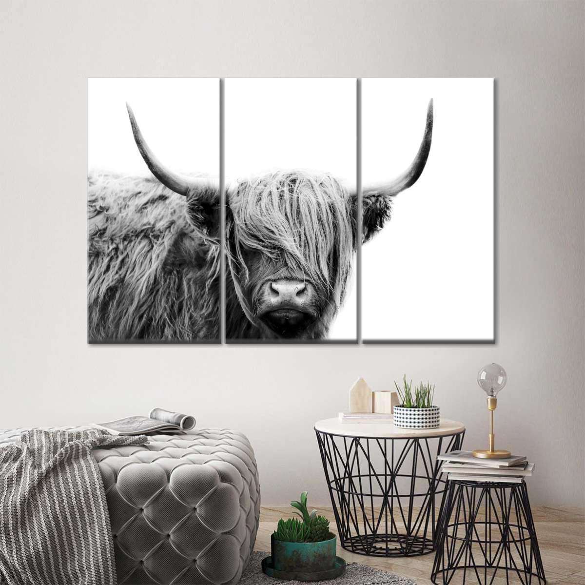 BW Highland Cow Wall Art