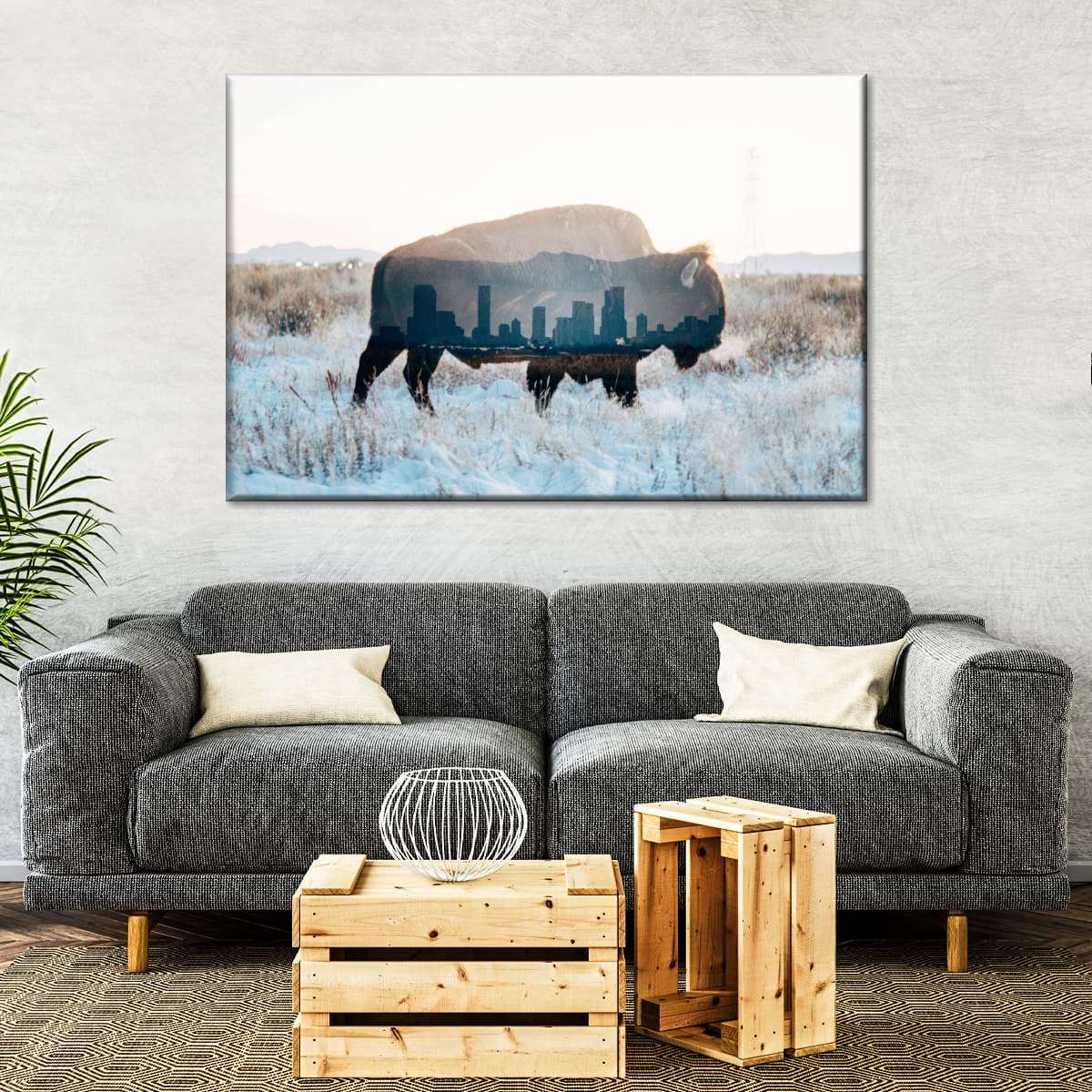 Bison And Skyline Wall Art