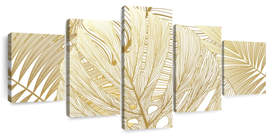 Golden Tropical Leaves Wall Art