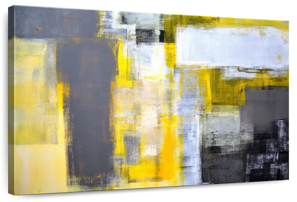 Yellow On Gray Abstract Wall Art