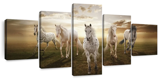 Dramatic White Horses Wall Art
