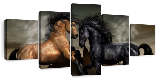 Clashing Wild Horses Wall Art