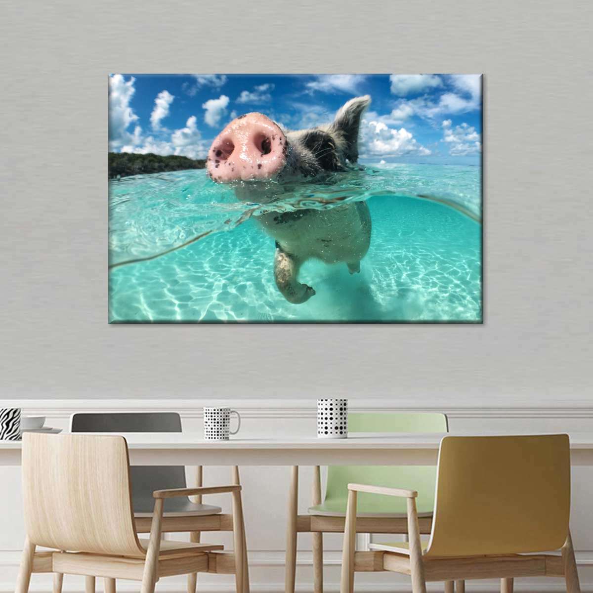 Swimming Pig Wall Art