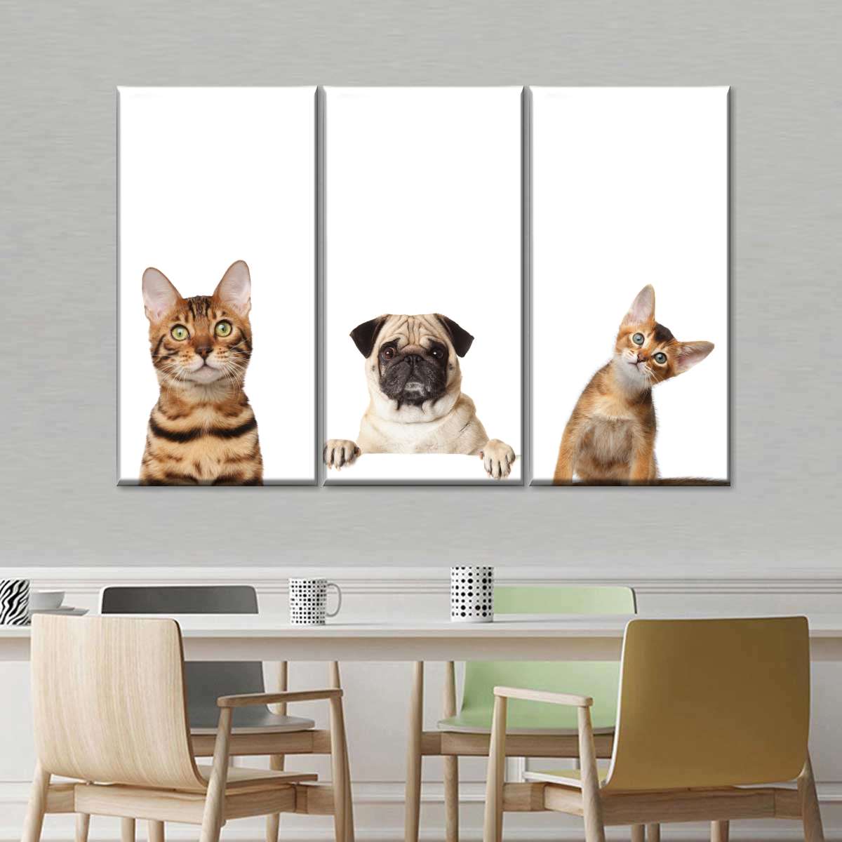 Pug And Cats Wall Art