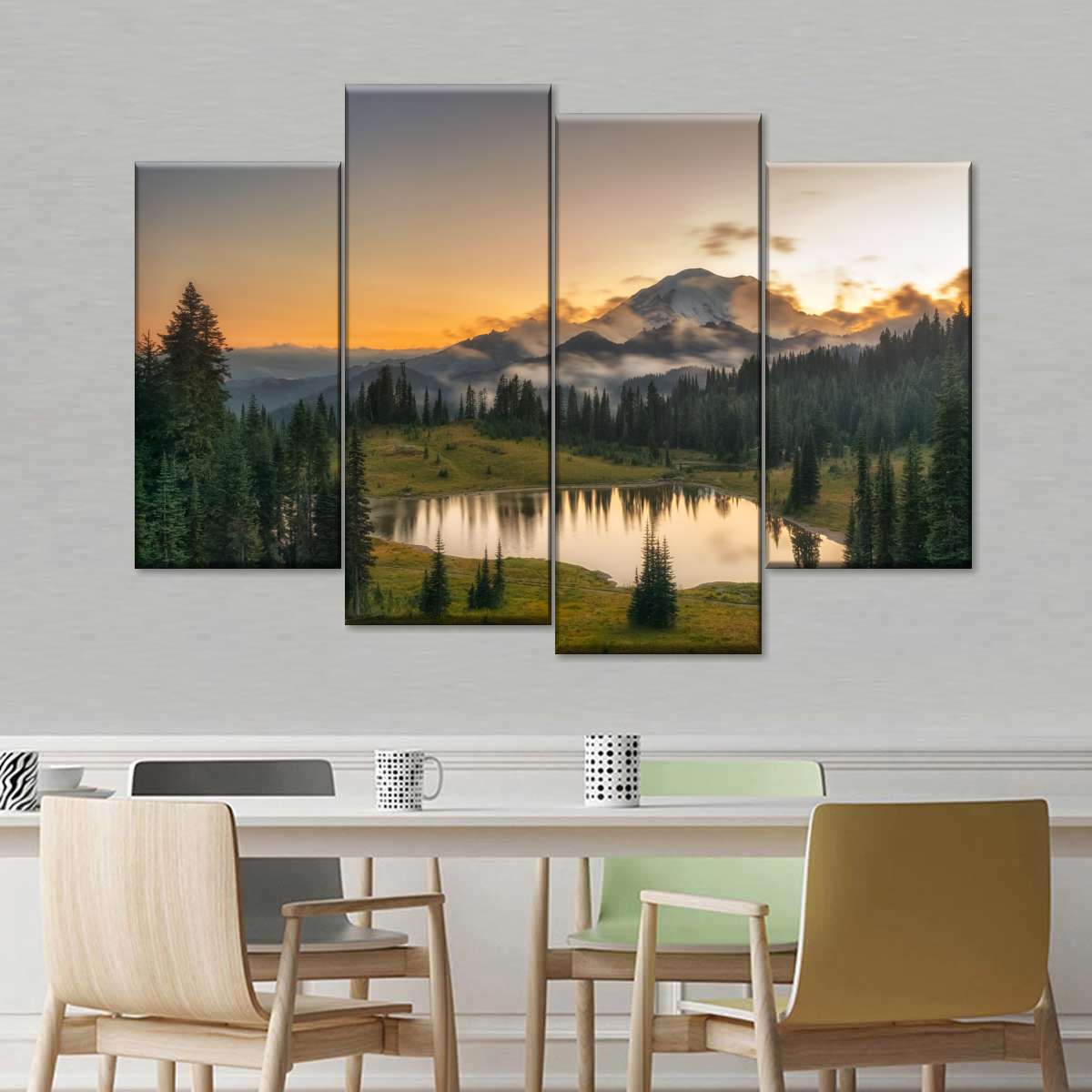 Majestic Sunset At Mount Rainer Wall Art