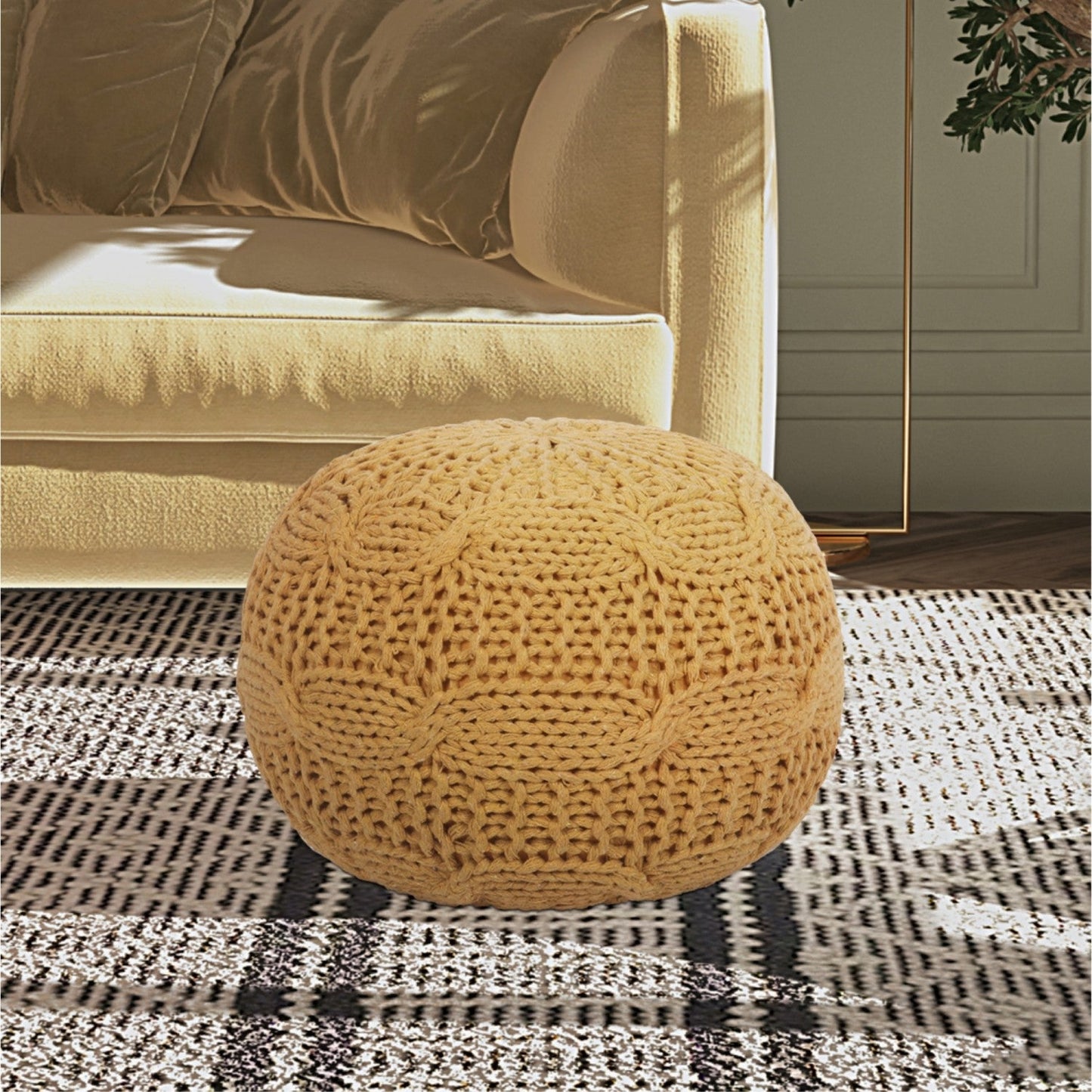 Samiyah Hand Knitted Pouf