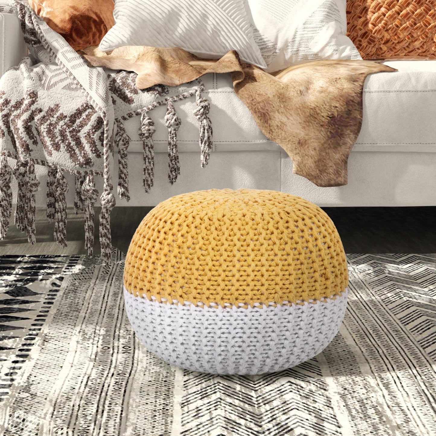 Mylah Hand Knitted Pouf