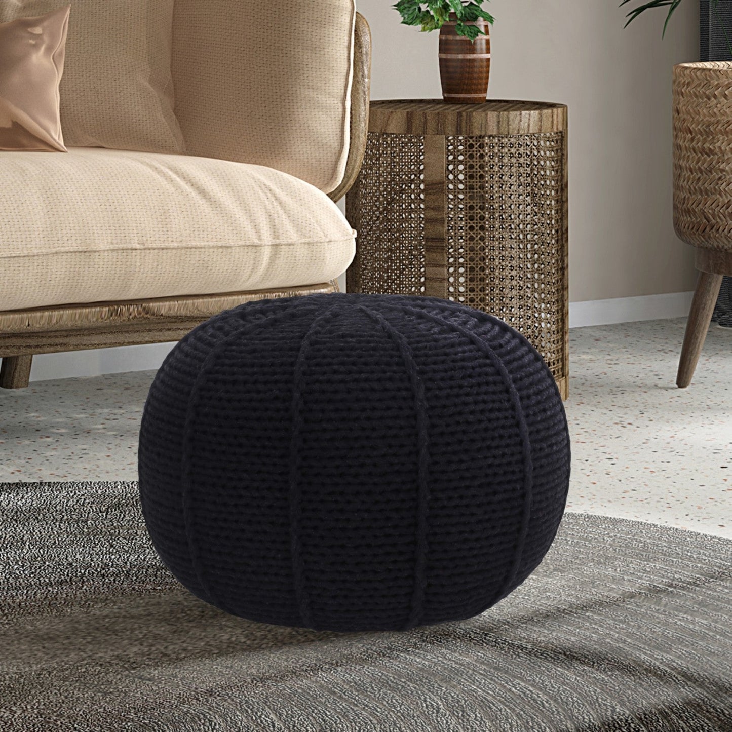 Jonathon Hand Knitted Pouf