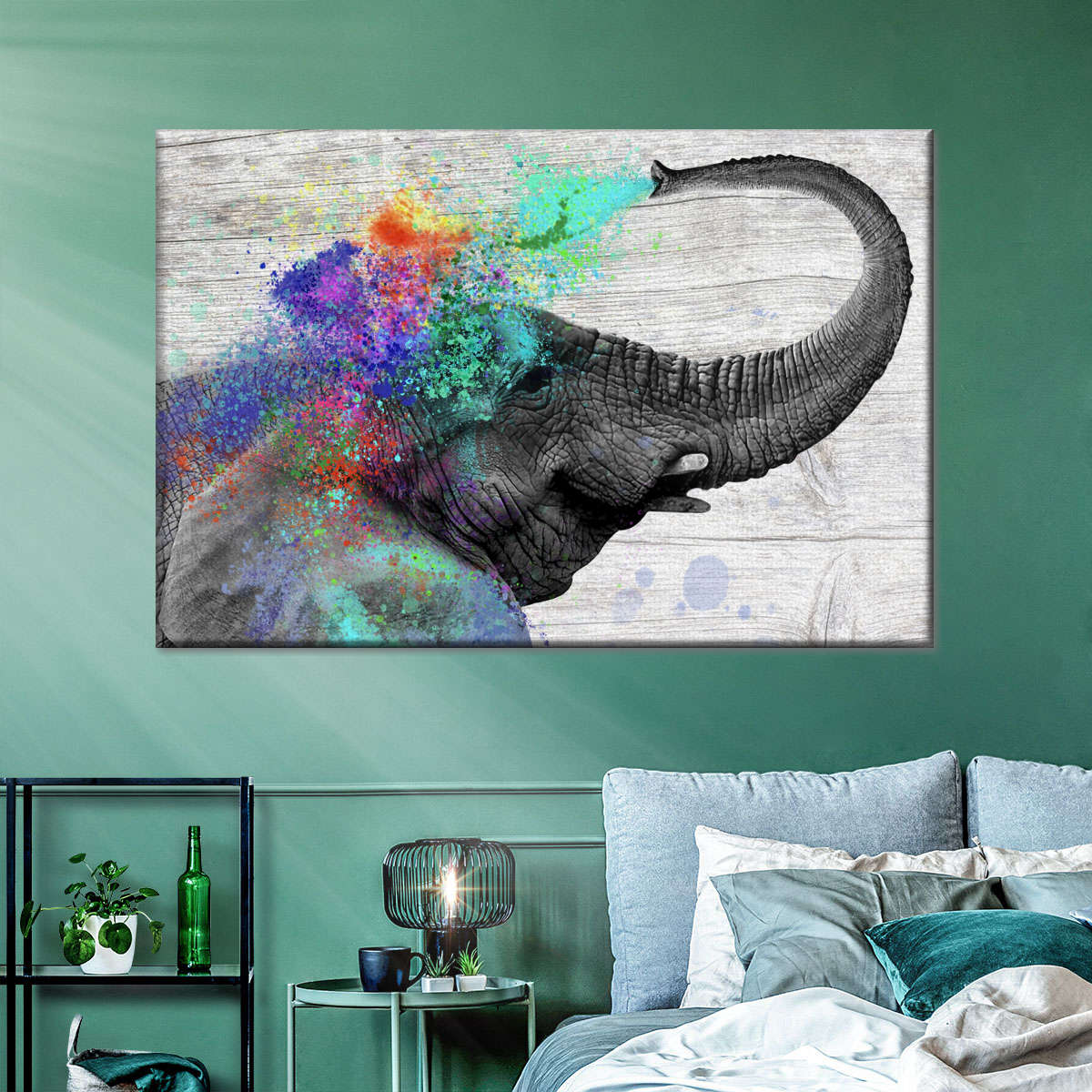 Colorful Elephant Splash Wall Art