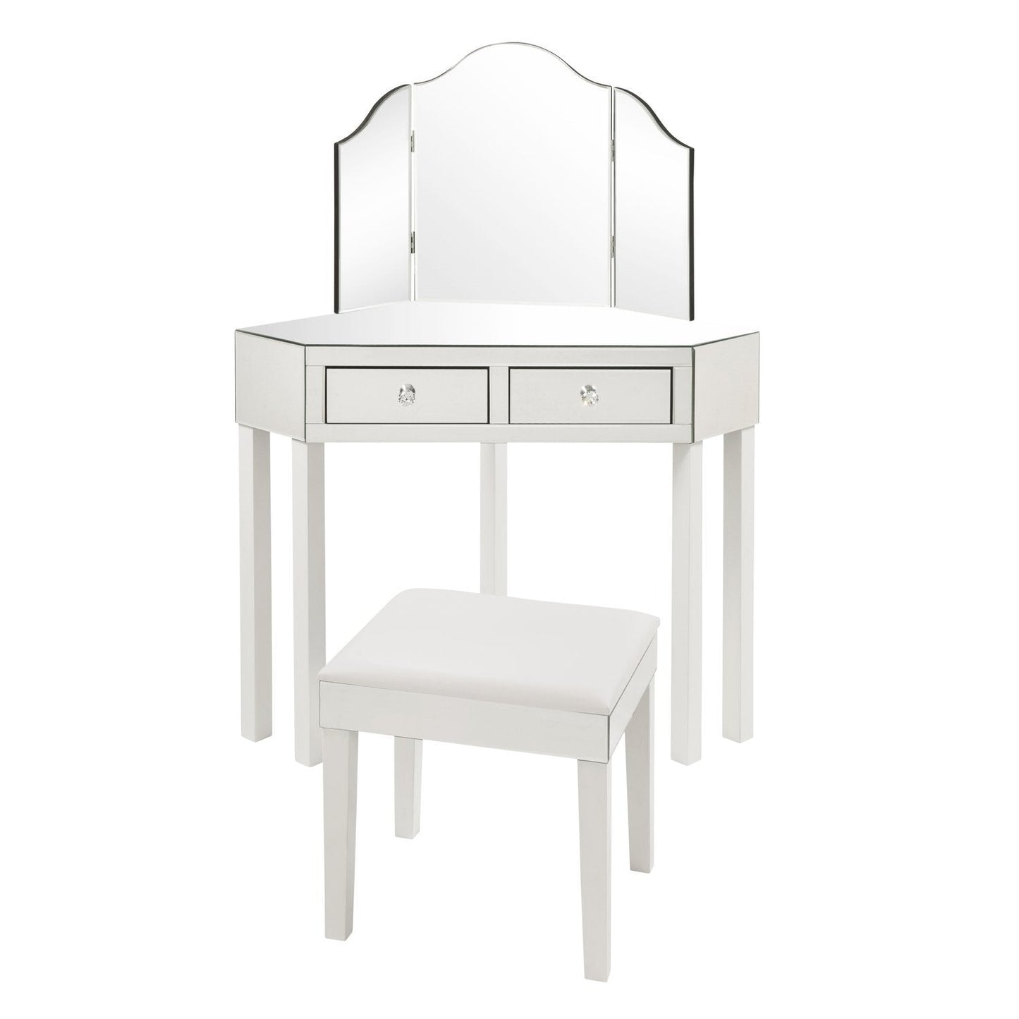 Amaris Mirrored Corner Vanity Set