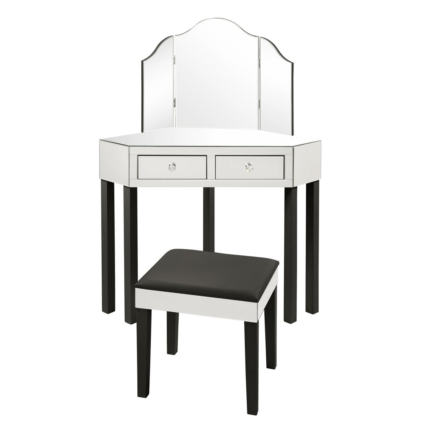 Amaris Mirrored Corner Vanity Set