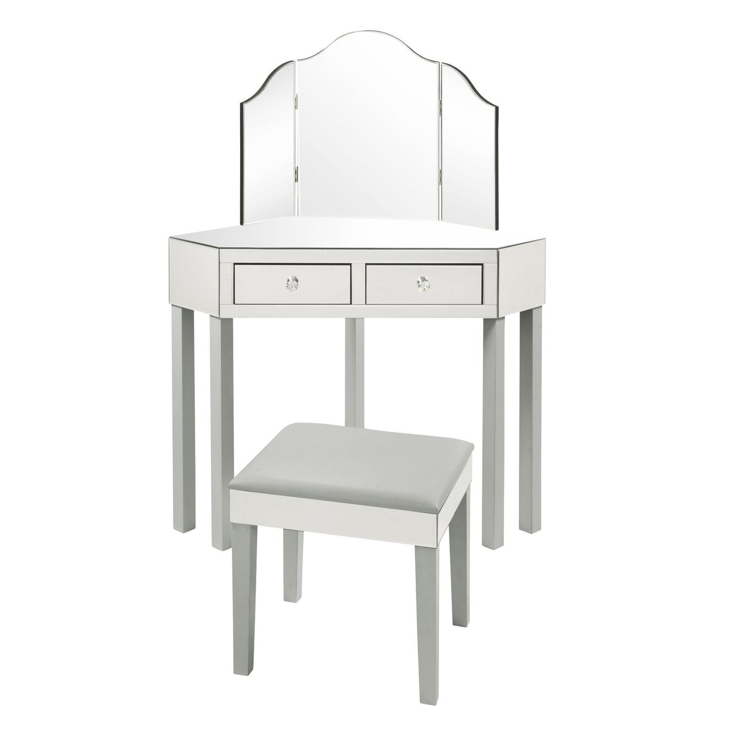 Amaris Mirrored Corner Vanity Set