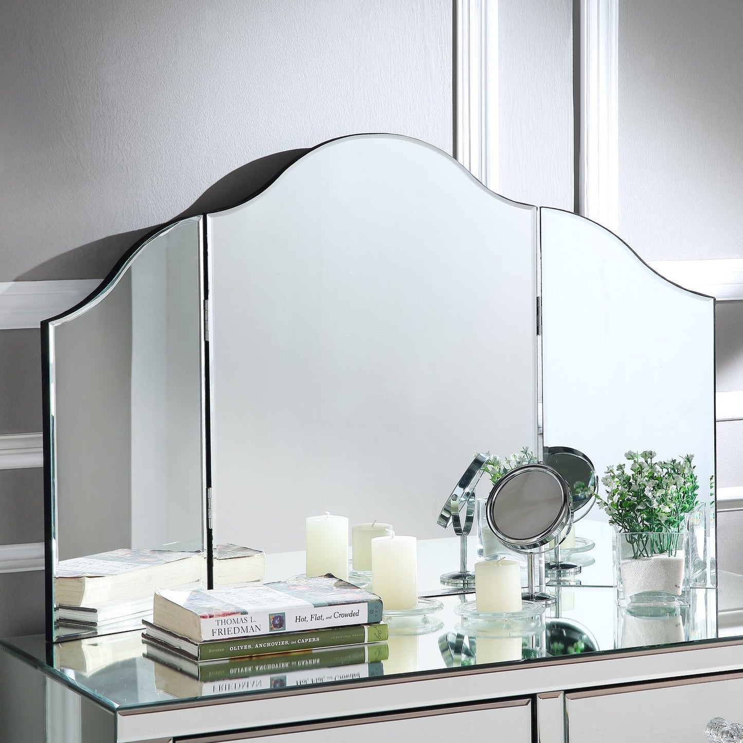 Amaris Mirrored Corner Vanity Set