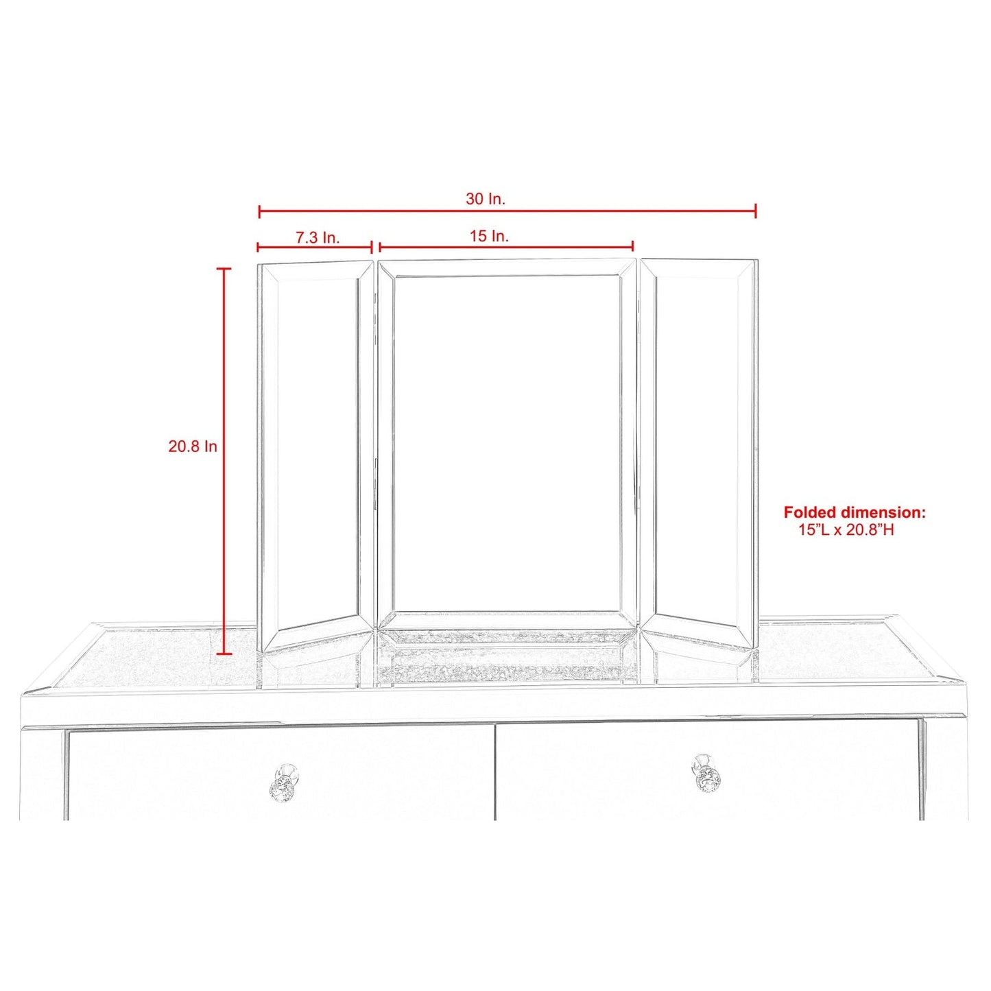 Tanith Tabletop Vanity Trifold Mirror