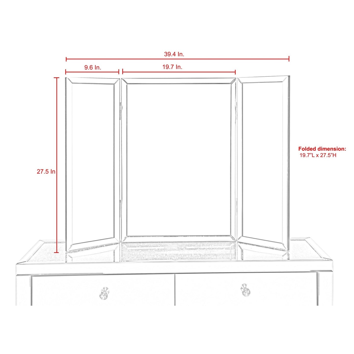 Tanith Tabletop Vanity Trifold Mirror