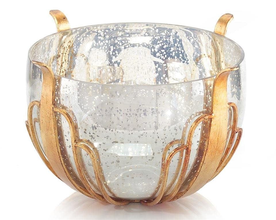 Mercury Glass Bowl In Gold Casing