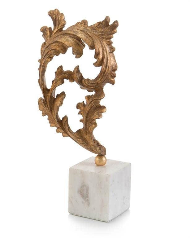 Medium Gold Baroque Leaf On Marble - Final Sale