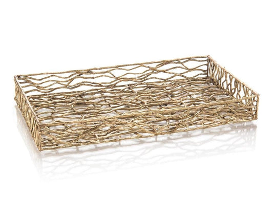 Square Basket Woven In Brass