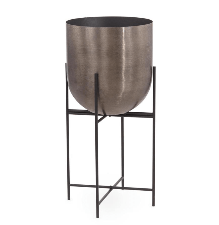 Brushed Smoky Black Iron Planter I - Final Sale